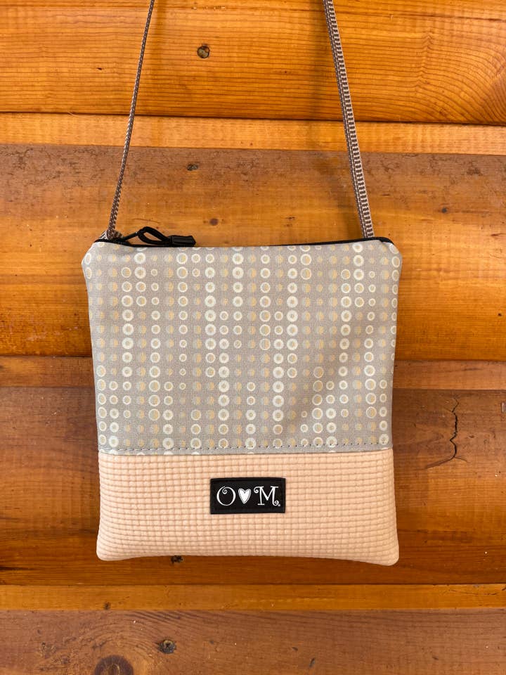 Stella Tan Cross Body purse-Dots Print Vinyl Fabric for wholesale by OlovesM.com