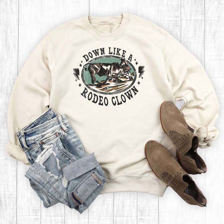Western Down Like A Rodeo Clown Sweatshirt for wholesale by The Way Down South