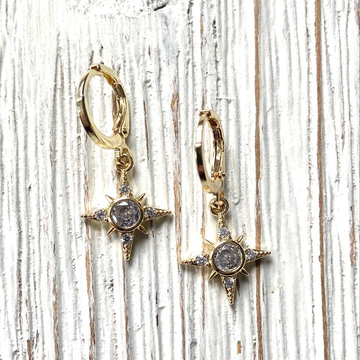 VB&CO Designs Handmade Jewelry - Wholesale Huggie Earrings - Starburst sun star celestial earrings trendy jewelry charm