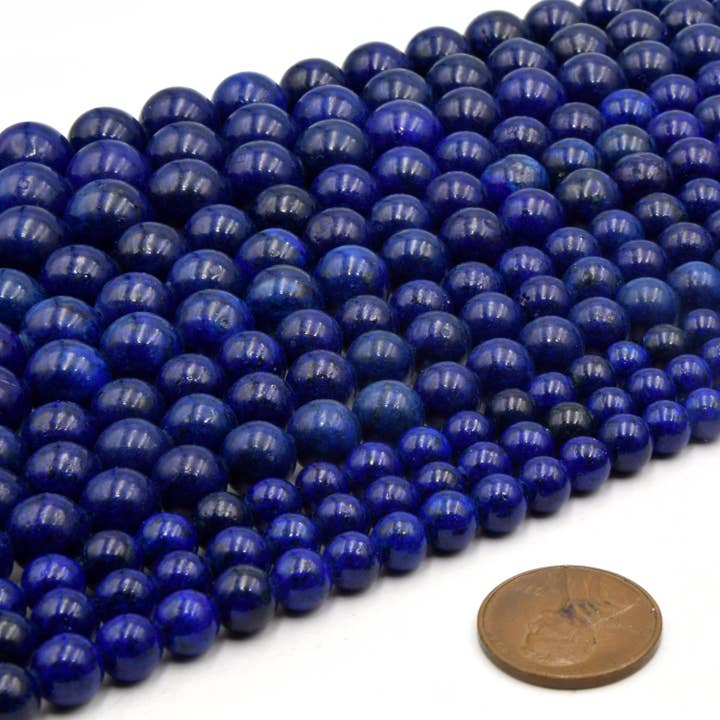 Lapis Lazuli Beads | Smooth Round Natural Blue Lapis Beads - 6mm 8mm 10mm 12mm for wholesale by Only Beads