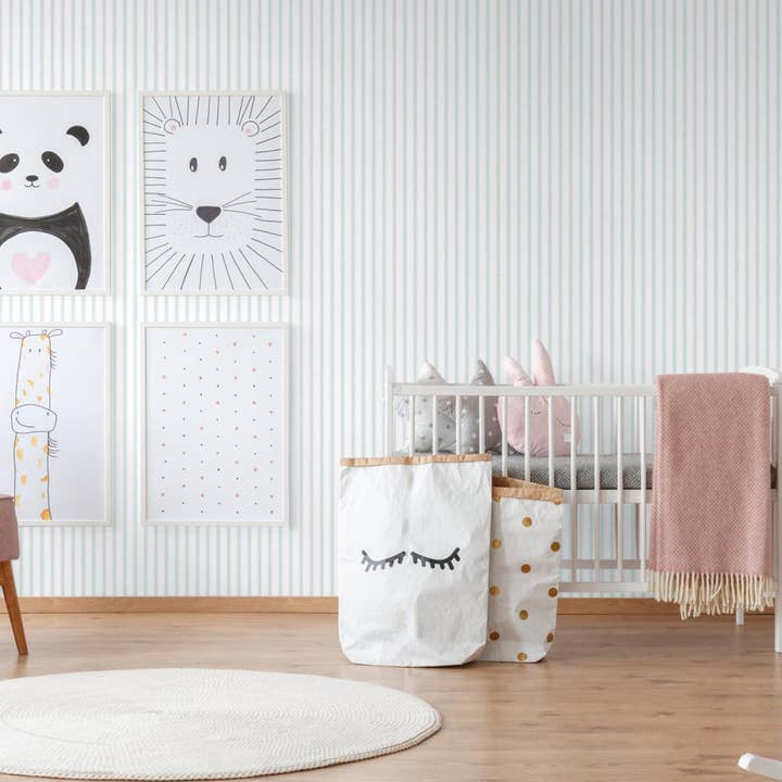 Boys Room Blue Striped Wallpaper, Textured Wallpaper, Kids Room Wallpaper, Nursery Wallcovering, Large 114sq ft Roll, Coastal Beach House for wholesale by Walloro Luxury Embossed Wallpaper