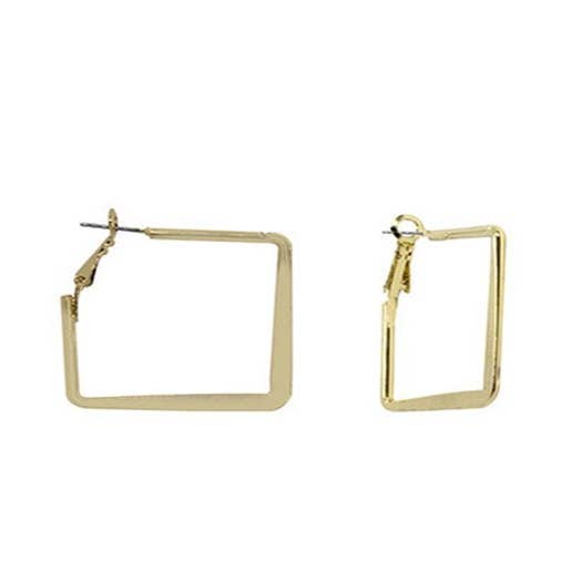 1.75" Squared, Polished, Graduated hoop earrings-Gold for wholesale by S&A Fashions