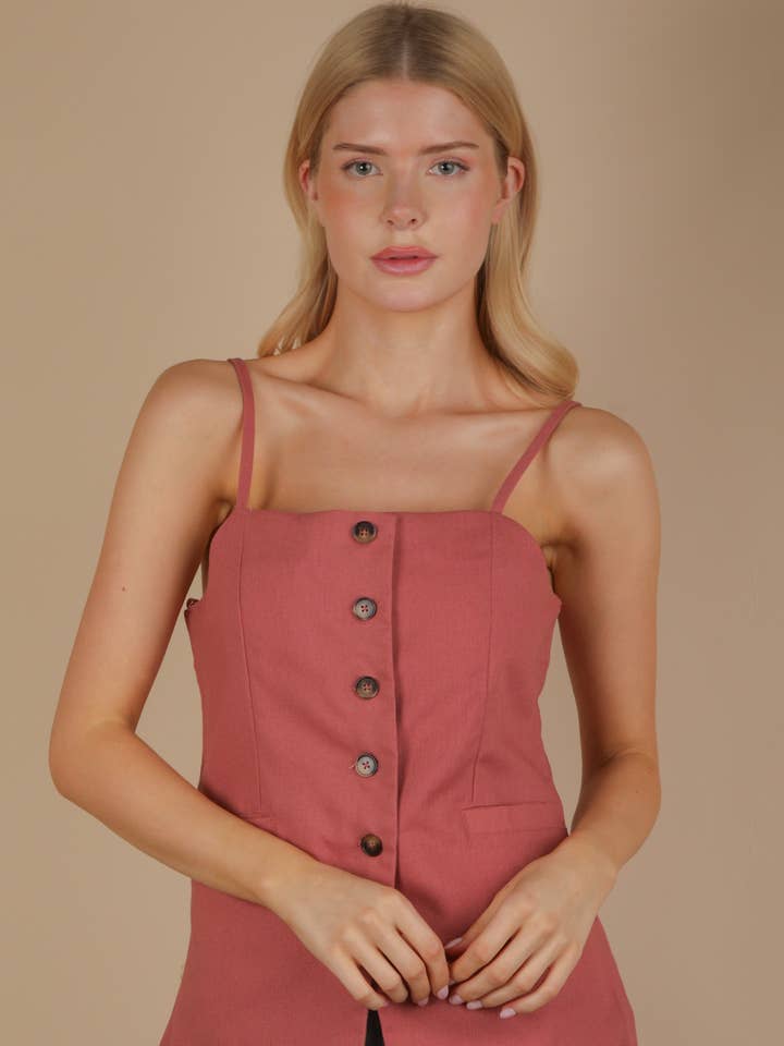 VERY J - Wholesale Button Down Shirt - Women's - NJ90371-Button Down Solid Woven Top