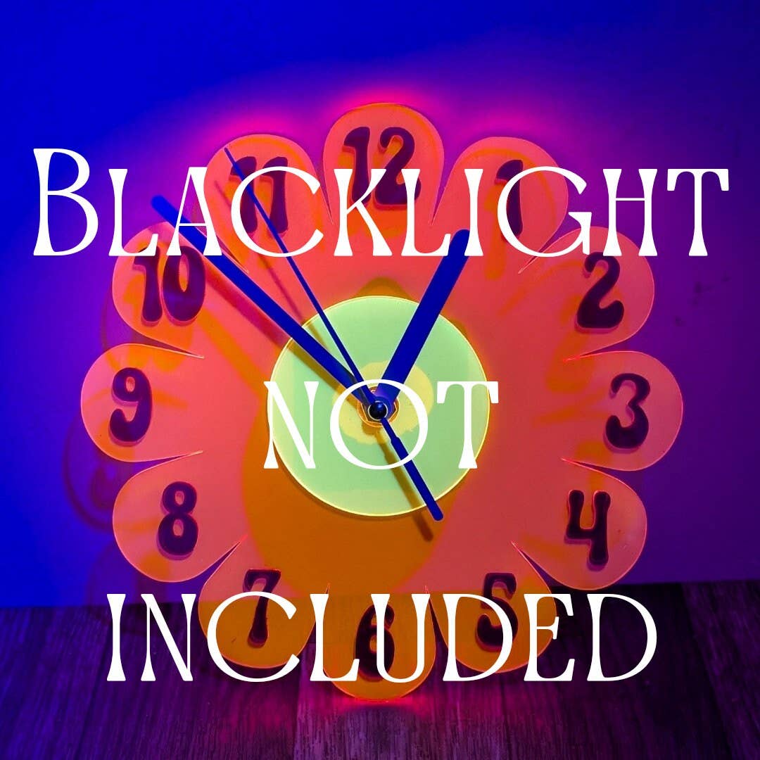 Shelfish Modern – wholesale Wall clock – Mini Blacklight UV Retro Vintage 1970s Inspired Daisy Wall Clock - Funky Wall Clock - Retro Clock- Mini Clock - Kitchen Clock Hot Pink Clock4