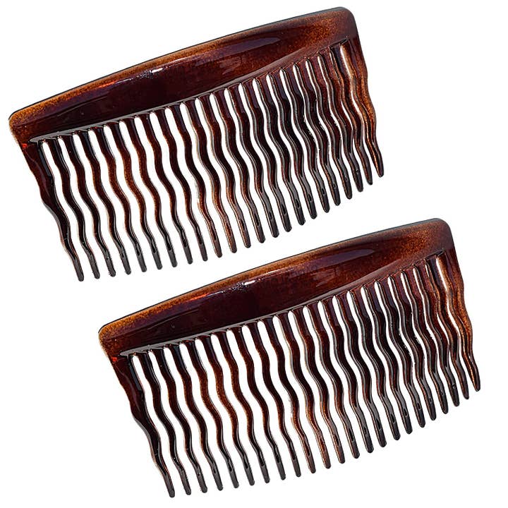 Peignes à cheveux latéraux Parbarcelona French Zig Zag en acétate de celluloïd à 23 dents (2 pièces) pour la vente par Parcelona
