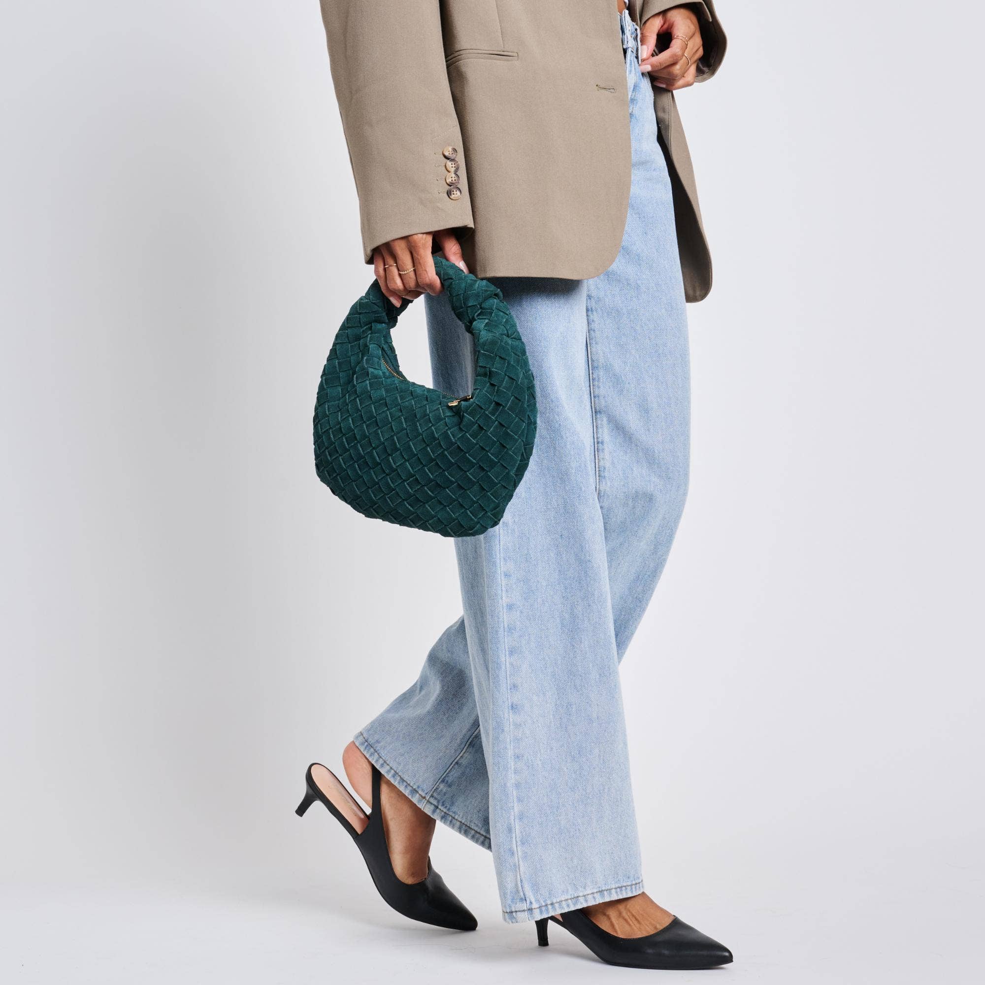 Moda Luxe - Vendita all'ingrosso Pochette - Donna - Pochette autunnale in vera pelle scamosciata intrecciata17