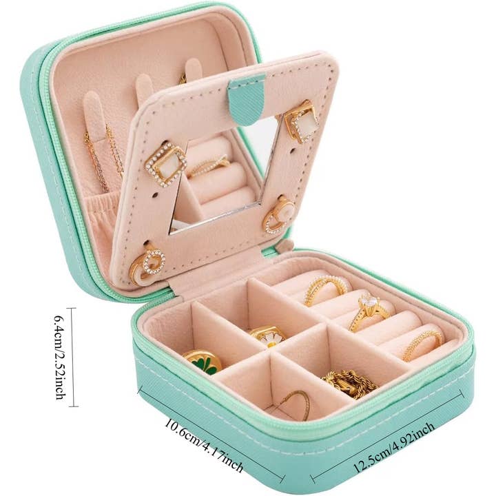 wandf - Wholesale Jewellery box/organiser - Soft Leather Jewelry Organizer Travel Case with Mirror Trip7