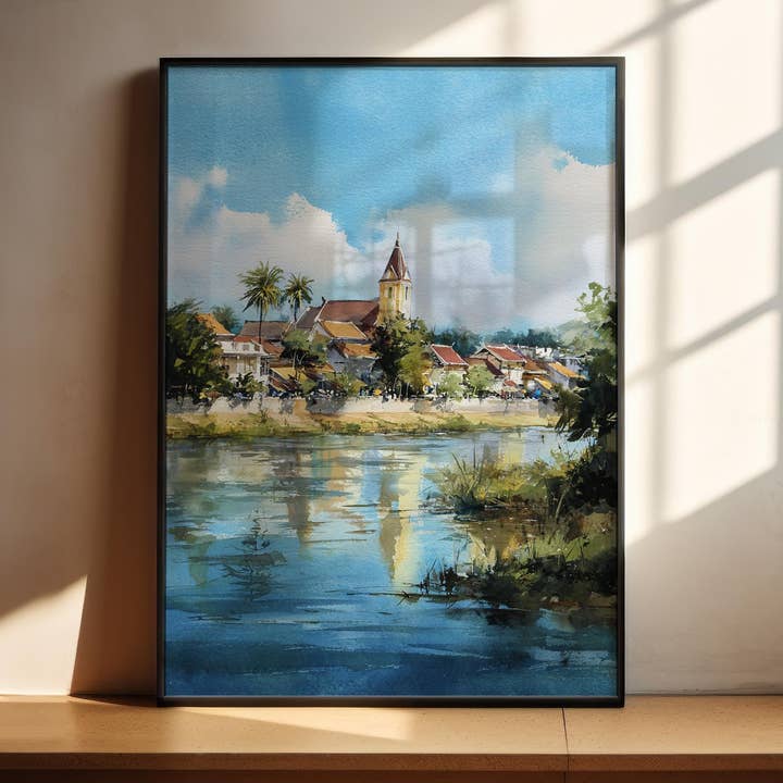 Vientiane, Laos – Impression d'art aquarelle pour la vente par Premium Travel Art