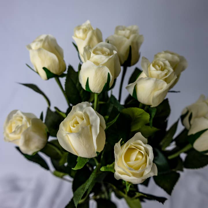 Cream Real Touch Rose Open Bud- Realistic Artificial Flowers for wholesale by Realistic Artificial Flowers