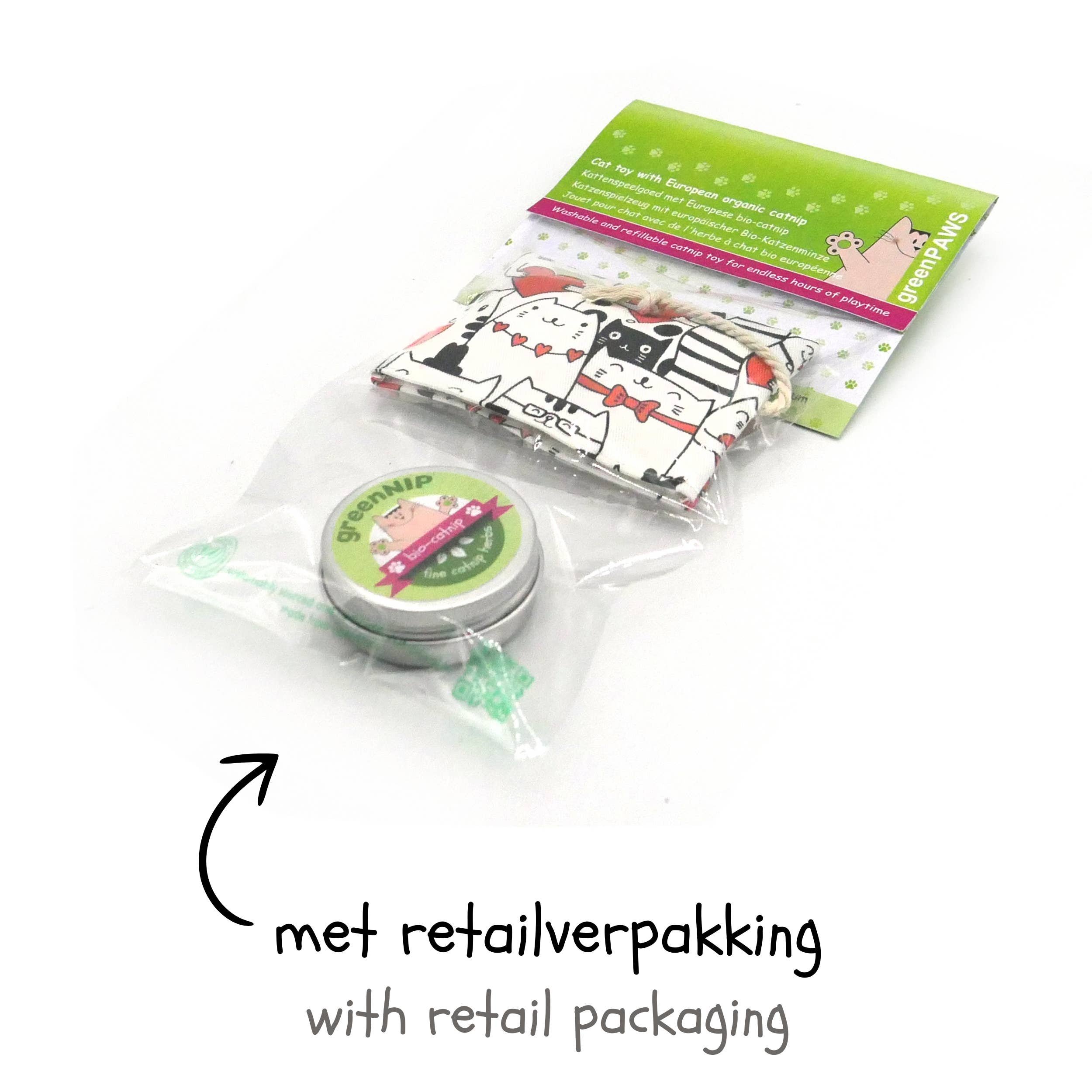 kattenspeelgoed greenPAWS – Brinquedo - Gato por atacado – Brinquedo de gato VALENTINE com catnip orgânico, lavável e recarregável2