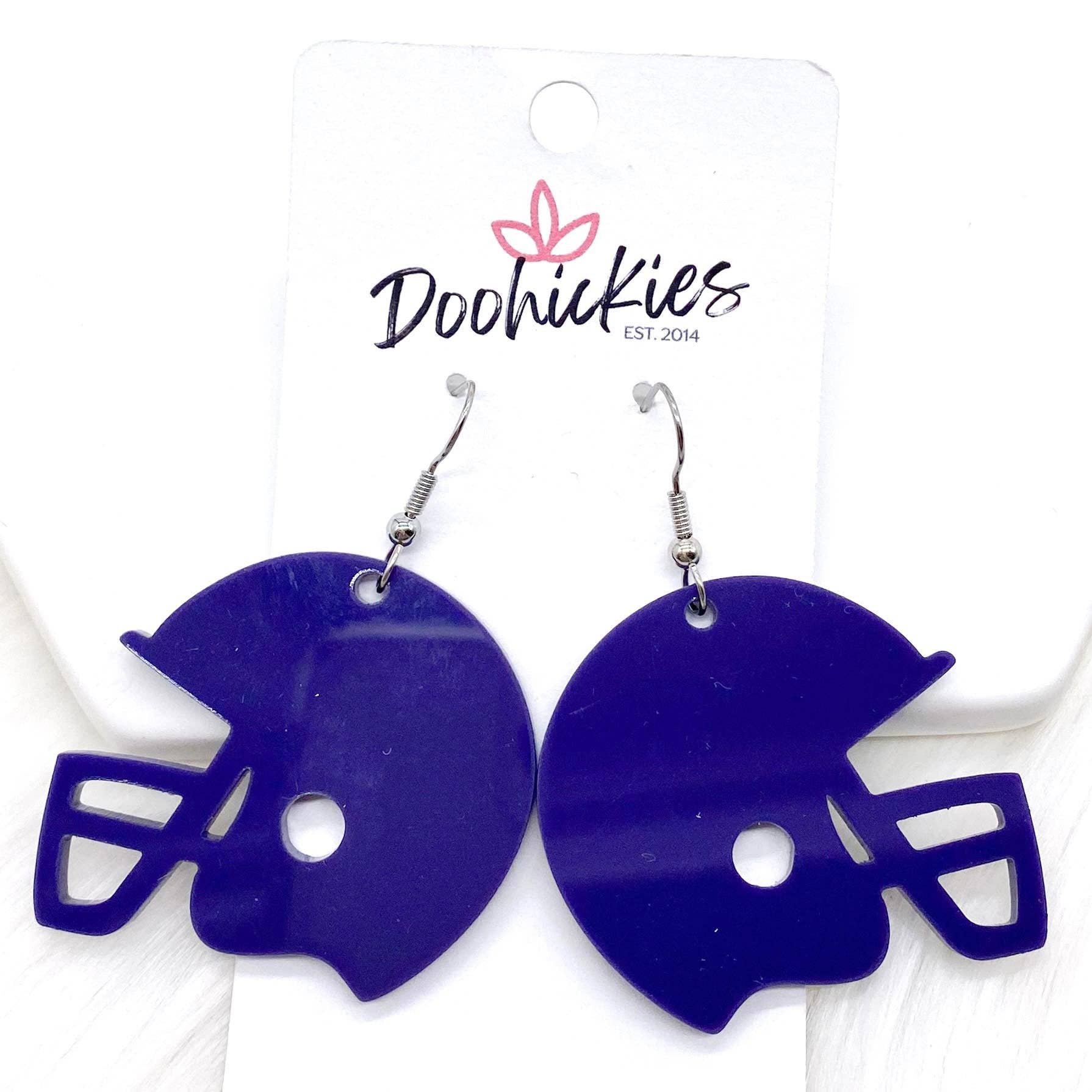 Doohickies - Vente Boucles d'oreilles pendantes - Casques Spirit personnalisés en acrylique solide de 1,5 po - Boucles d'oreilles de sport0