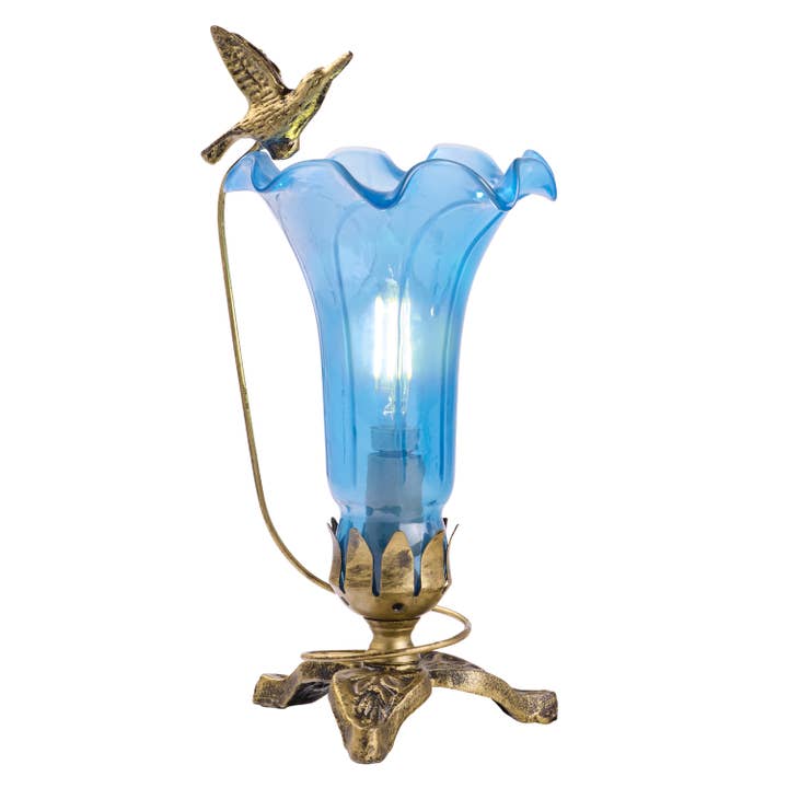 River of Goods - Wholesale Accent/Desk Lamp - 10.25"H Blue Hand Blown Glass Lily Accent Lamp1