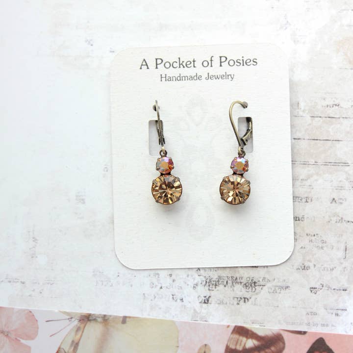 A Pocket of Posies - Wholesale Dangle Earrings - Small Drop Earrings | Vintage Glass | Colorado Topaz