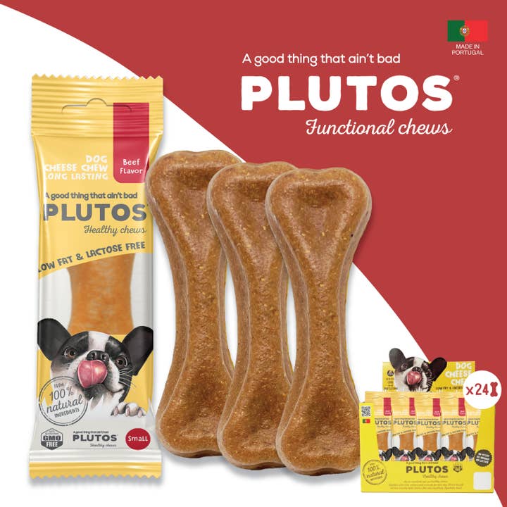 Dog Dental Chew Cheese & Beef S (24) for wholesale by PLUTOS CHEWS