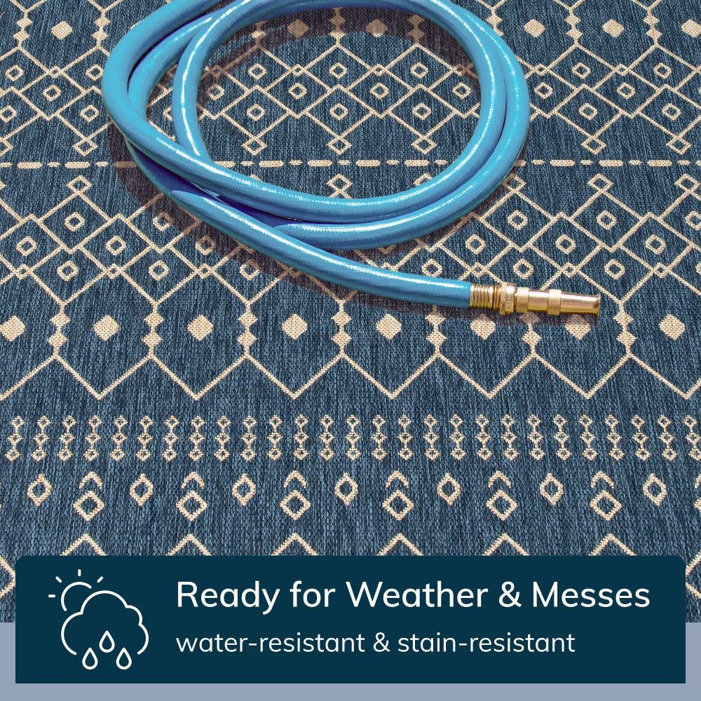 Well Woven - Wholesale Area Rug - Nord Moroccan Tribal Indoor Outdoor Blue Flatweave Rug4