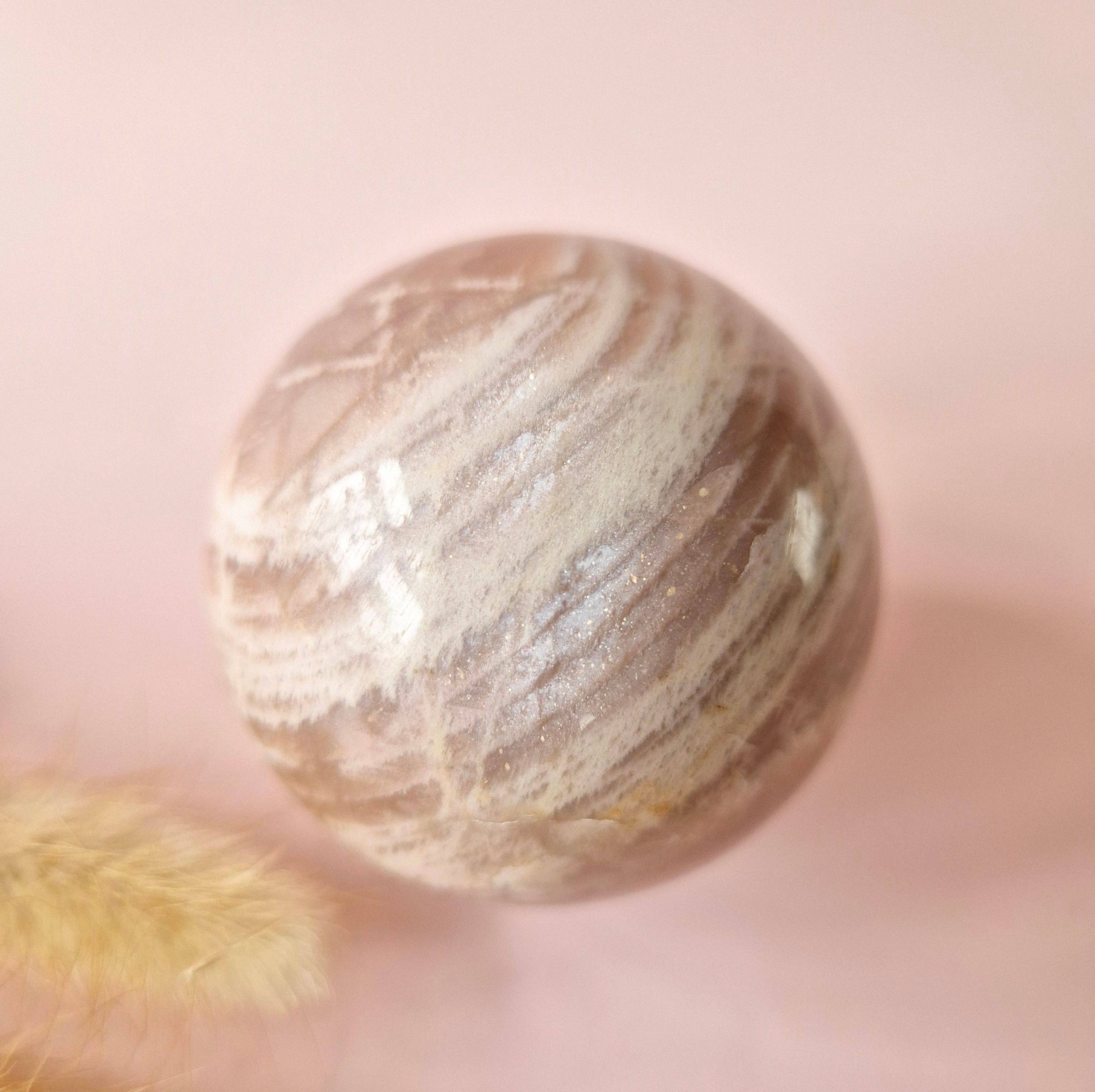 Moonlight Gemstones - Wholesale Spiritual Stone/Crystal - Crystal Gemstone Golden Sunstone Sphere with Blue & Gold Flash | 45–63 mm sphere10