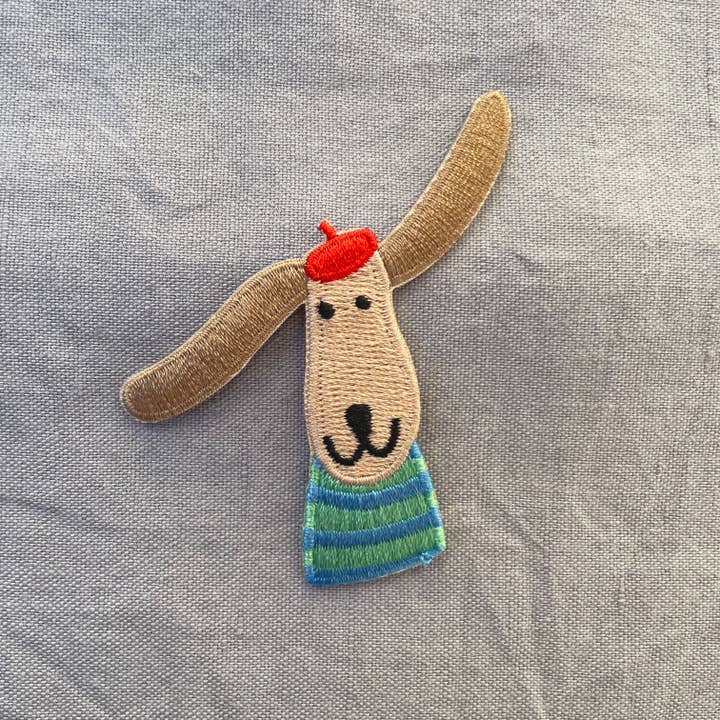 Dachshund Iron-On Patch with Beret – Patch for Kids for wholesale by Hannahs Firlefanz