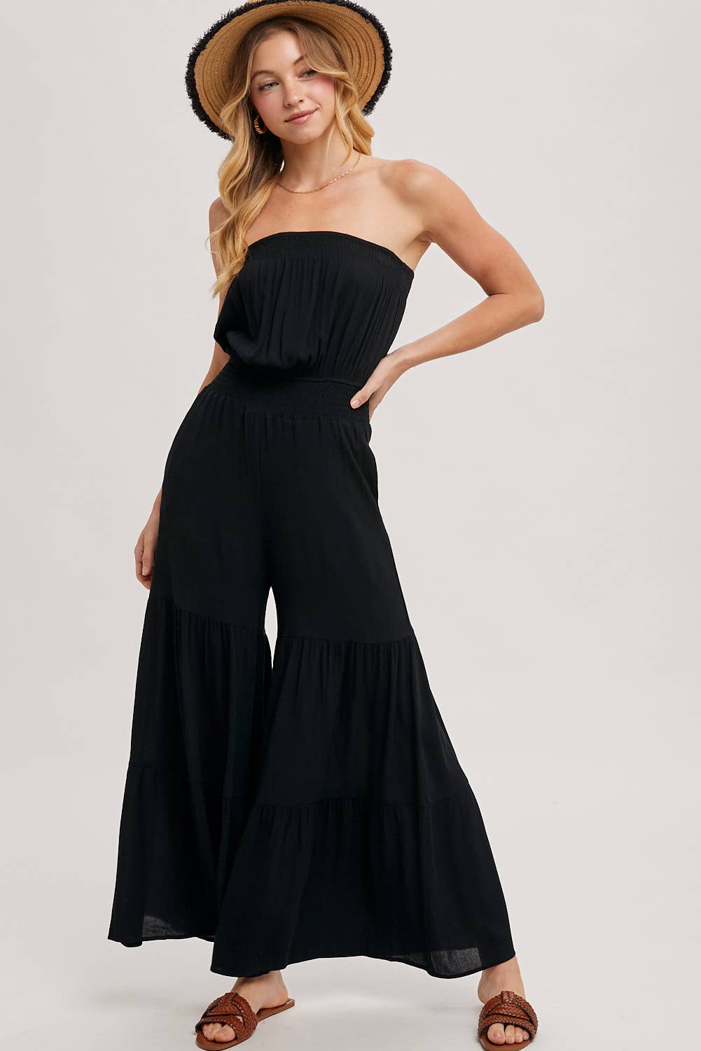 Bluivy – Engroshandel Jumpsuit - Dame – Smocket, lagdelt buksedragt med brede ben6