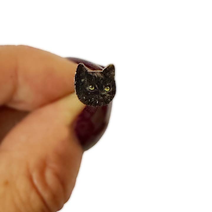 Svarta kattörhängen i trä, kattörhängen för wholesale av Fen & Co