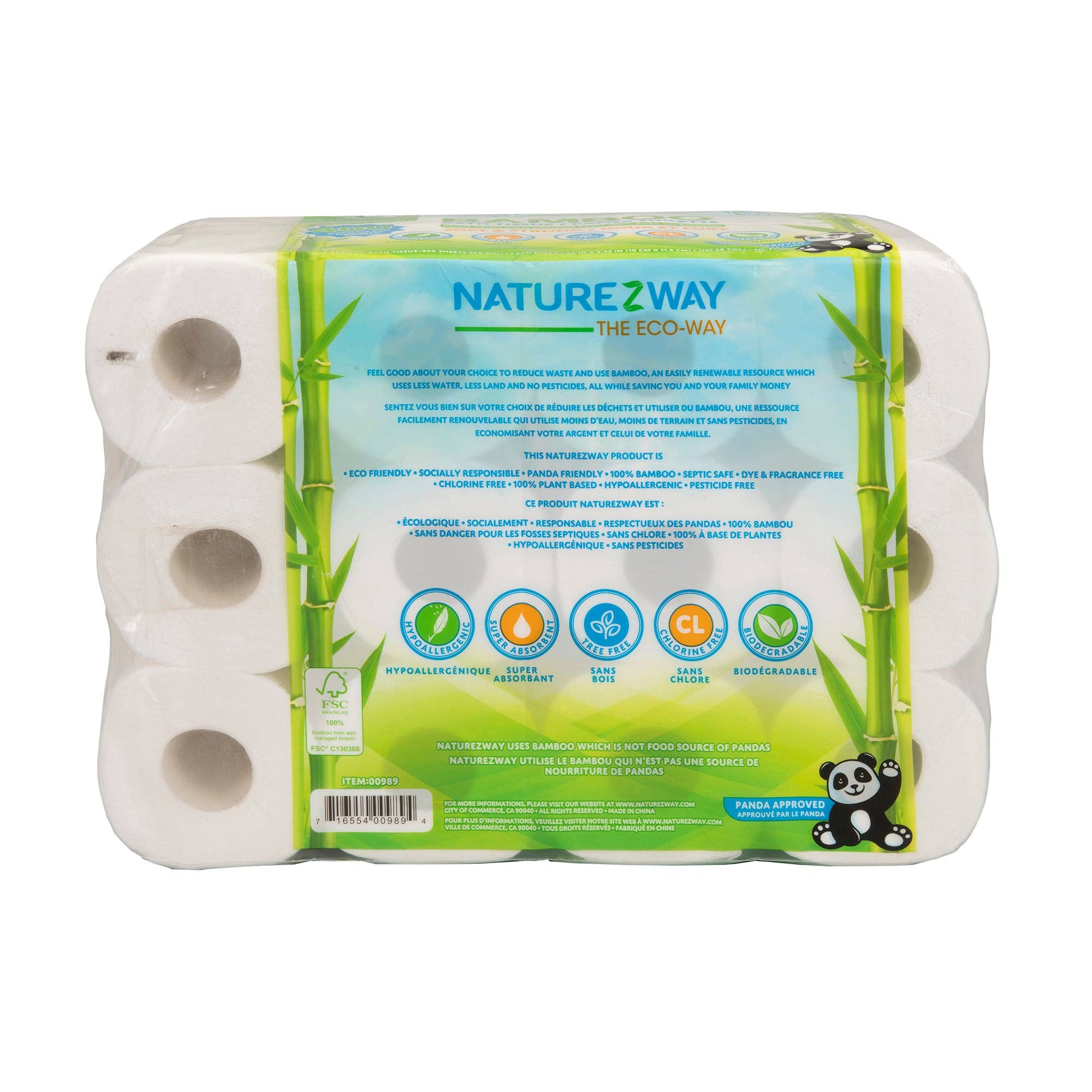 NatureZway - Wholesale Toilet Paper - Bamboo Bath Tissue 2-Ply | 400 Sheets/Roll | 24 Rolls1