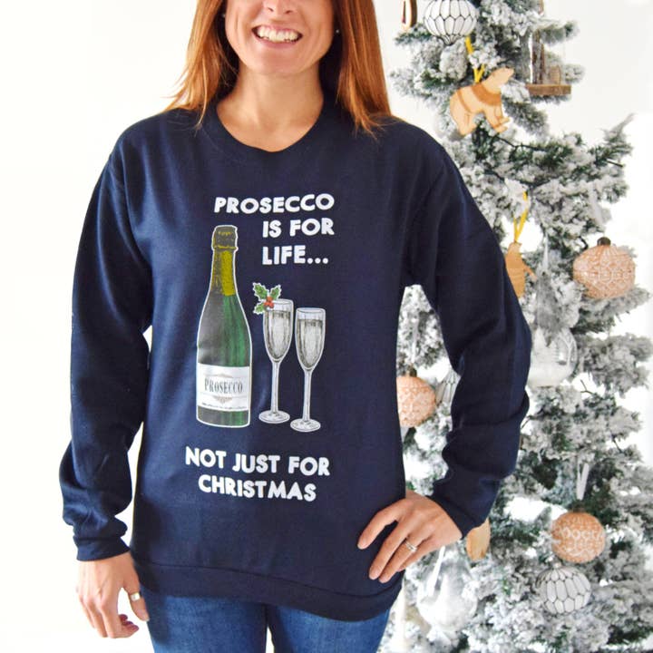 Of Life & Lemons - Wholesale Graphic Sweatshirt - Unisex - 'Prosecco Is For Life' Christmas Jumper1