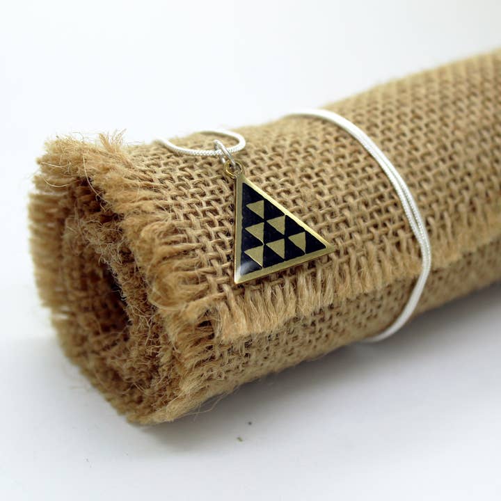 Plataica - Wholesale Pendant/Charm Necklace - Canarian Pintadera Pyramid pendant in brass and 925 silver6