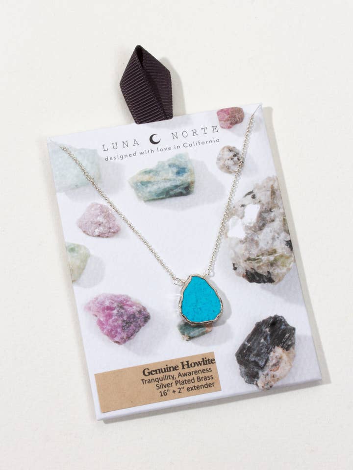 Jord, Vind och Eld Äkta Stenhalsband Silver- Howlit för wholesale av Luna Norte