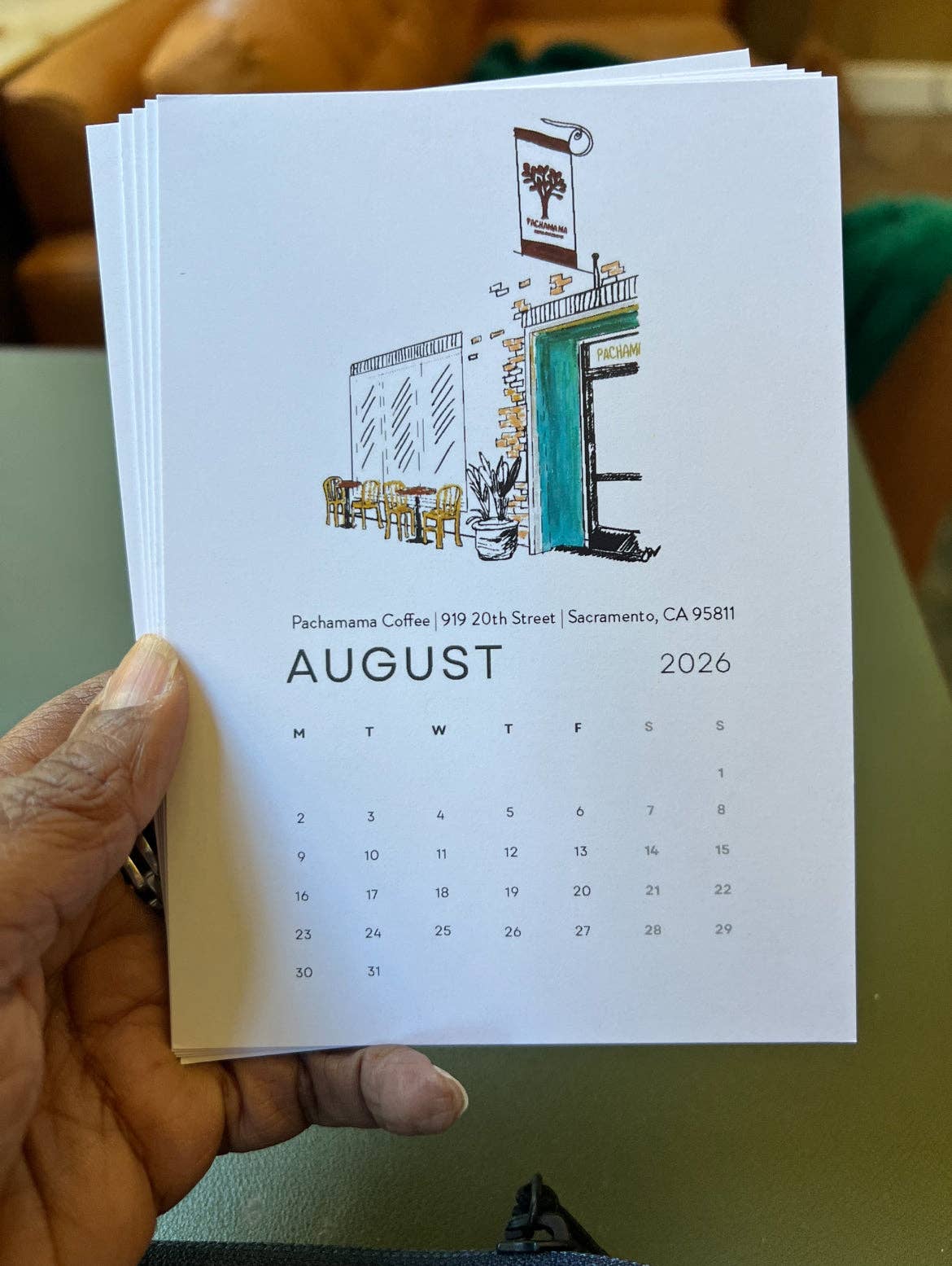 PriyaOriginalsArt - Wholesale Calendar - Sacramento's Third Places 2026 Desktop Calendar + easel8