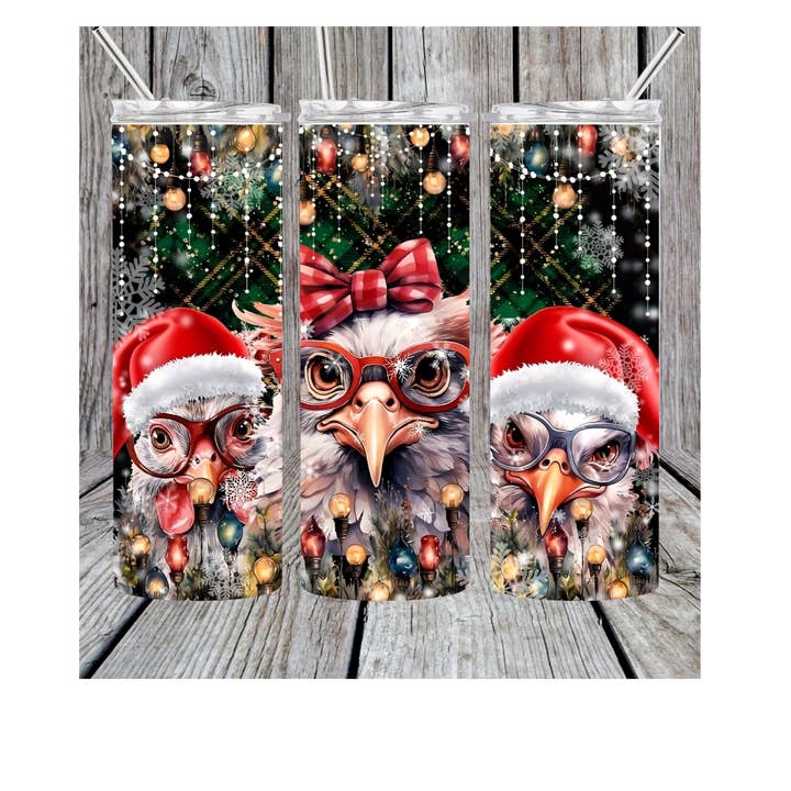 Eclectic Wallflower Boutique - Wholesale Insulated Mug/Tumbler - Chicken Christmas tumbler0