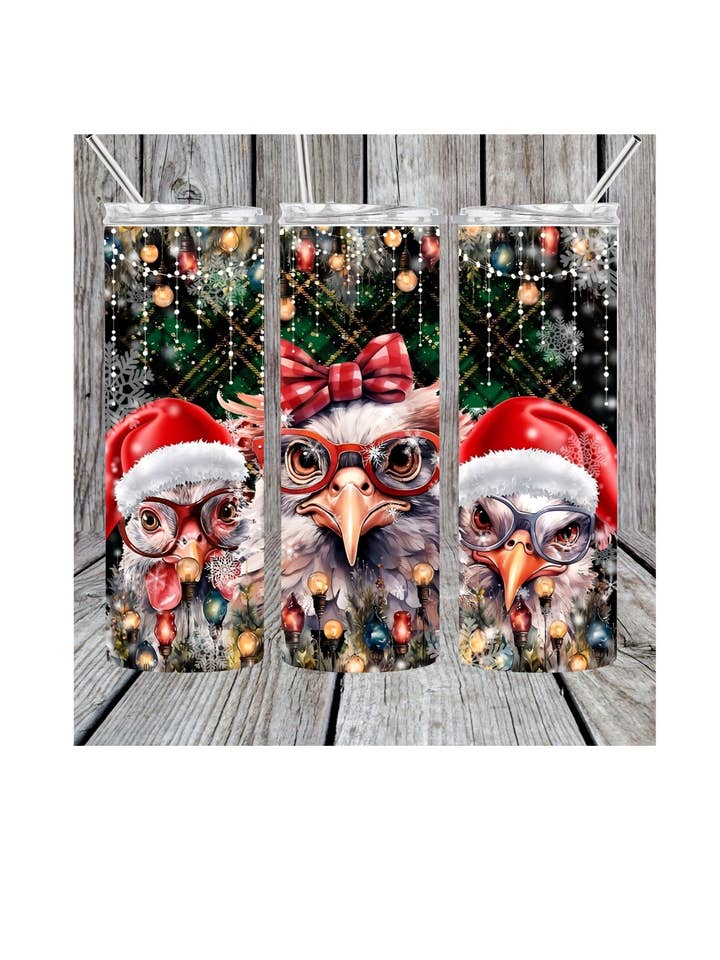 Bicchiere natalizio a base di pollo per la vendita all'ingrosso da parte di Eclectic Wallflower Boutique