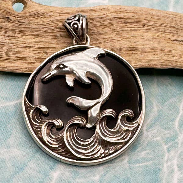 Goddess Design Studio - Wholesale Individual Charm/Pendant - Sterling Silver & Dolphin Pendant Large