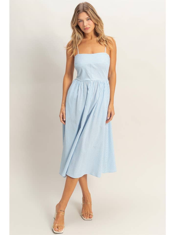 Striped Spaghetti Strap Dress for wholesale by HYFVE