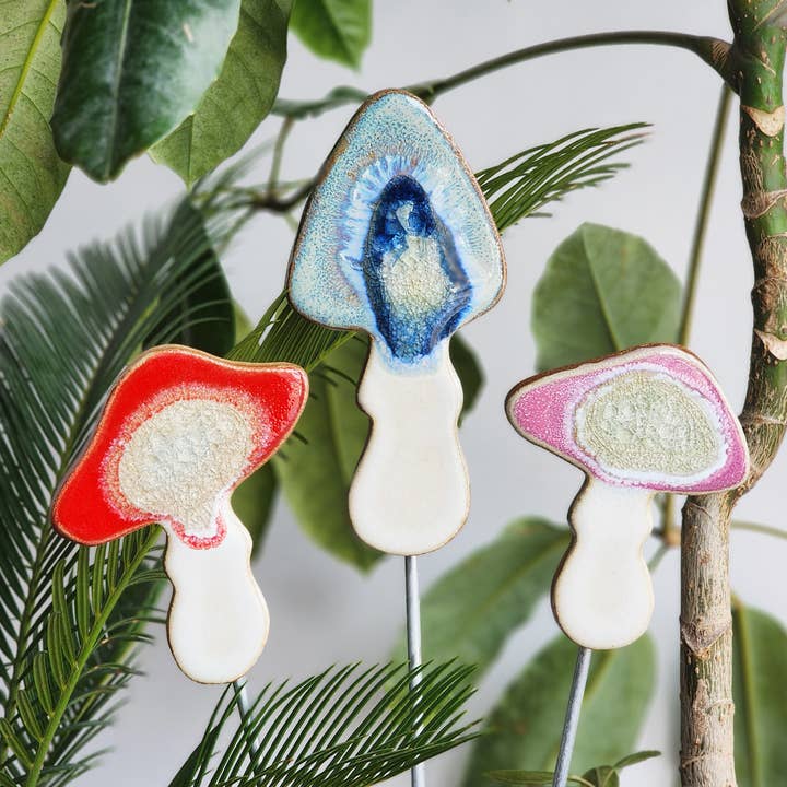 Mushroom Garden Stake - Medium Plant Pot Stakes for wholesale by Dock 6 Pottery