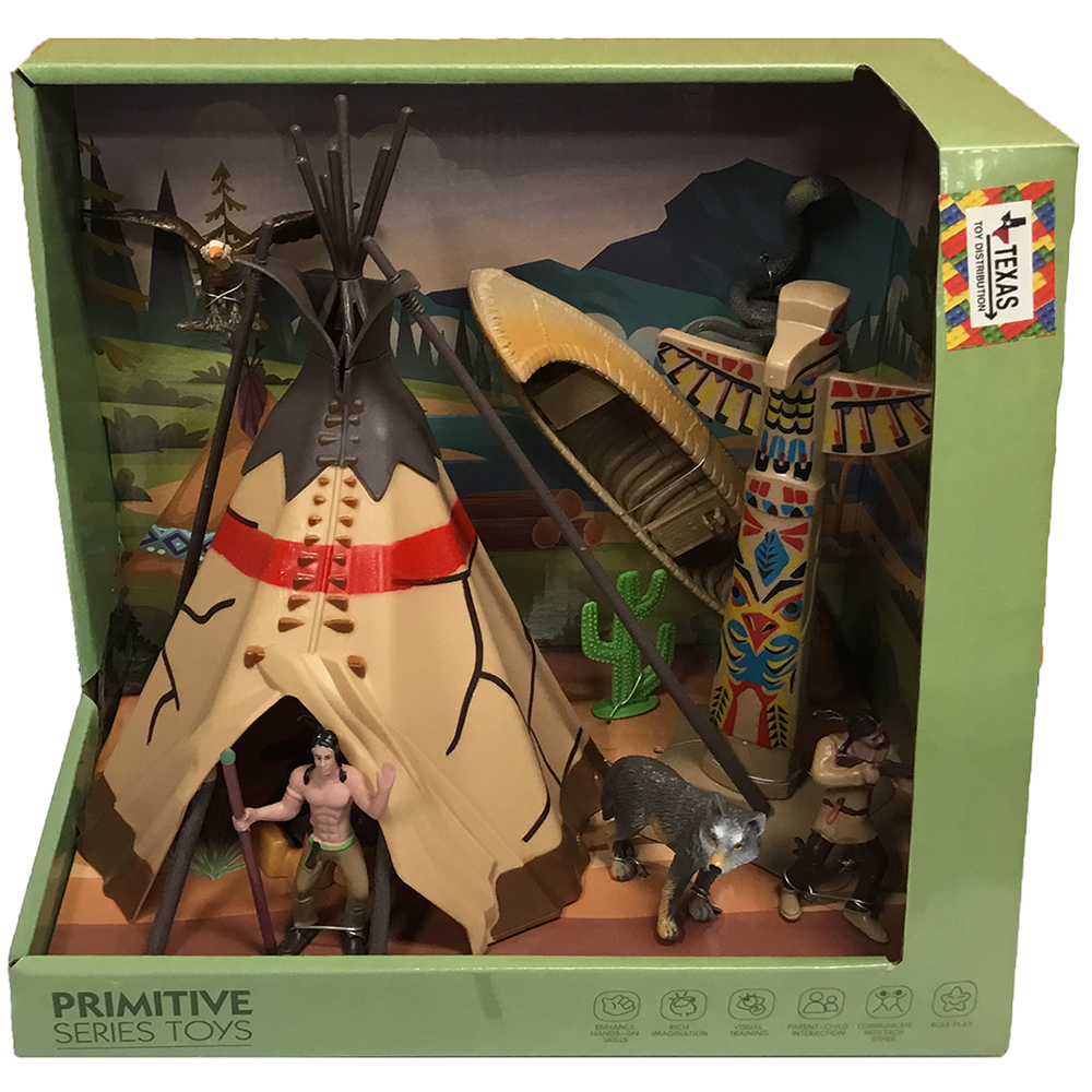 Texas Toy Distribution - Wholesale Toy Set - Kids - Native American Figurine Play Set in Open Window Box0