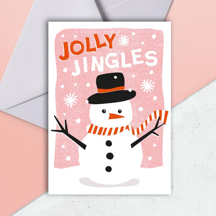 Cartão de Natal com boneco de neve alegre por atacado de Zedig Design