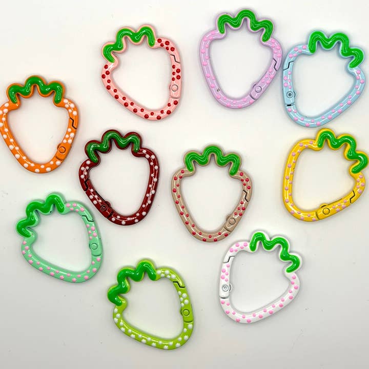 Polka Dot Strawberry Carabiner Keychain and Bag Charm for wholesale by Why Begin