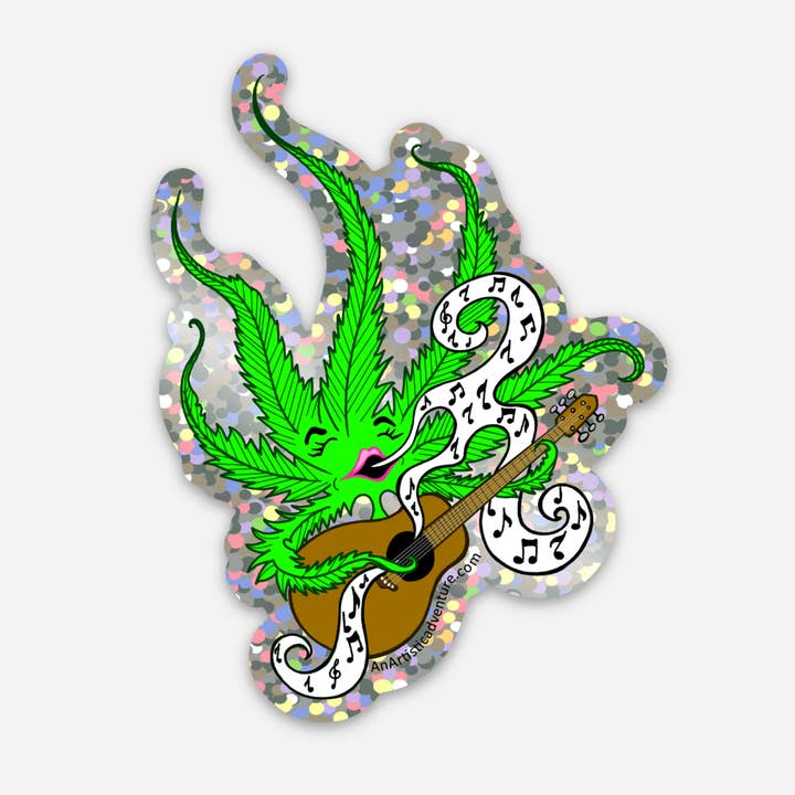 Sticker, Pot Leaf Musician | Weed, Marijuana, Cannabis Spec. for wholesale by An Artistic Adventure