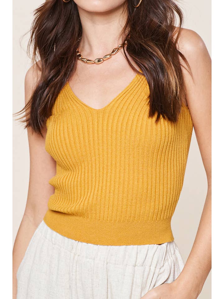 La Miel - Vendita all'ingrosso Top in maglia - Donna - Top crop senza maniche a costine con scollo a V morbido11