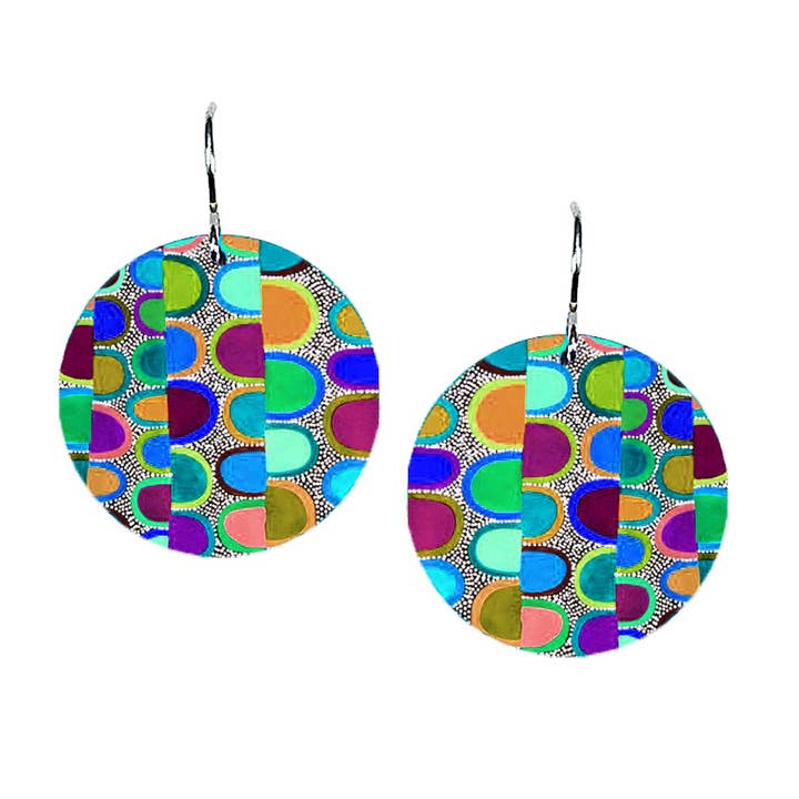 Blue Party Disc - 3/4" Disc Earring EC156 for wholesale by ARTISTA