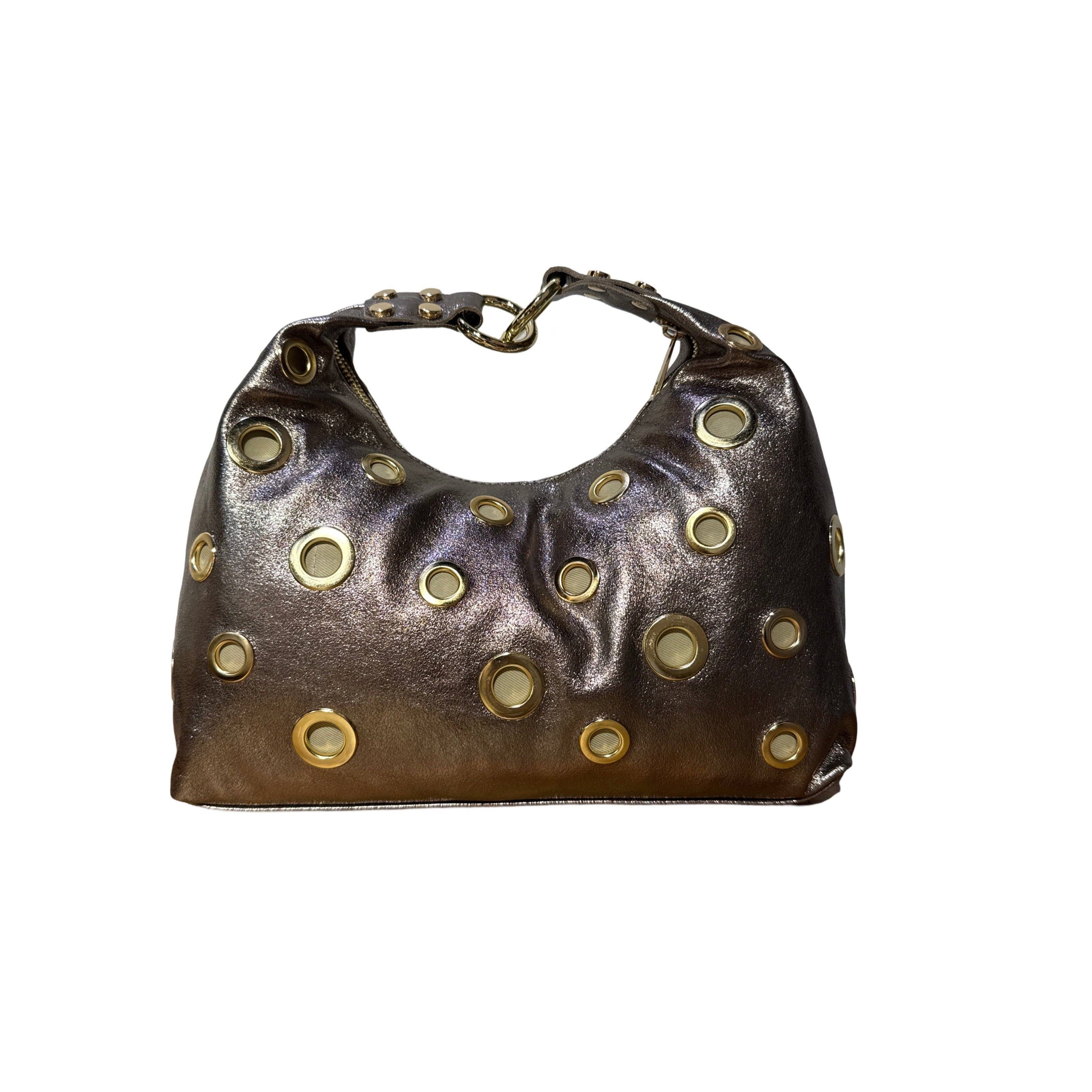 Louisa lee – Großhandel Henkeltasche – Damen – Irisierende Lederhandtasche Rivet Dream2