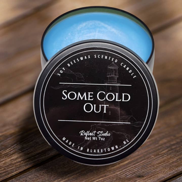7oz Scented Soy Beeswax Candle in A Luxe Tin - Some Cold Out for wholesale by Lighthouse Fragrance Company