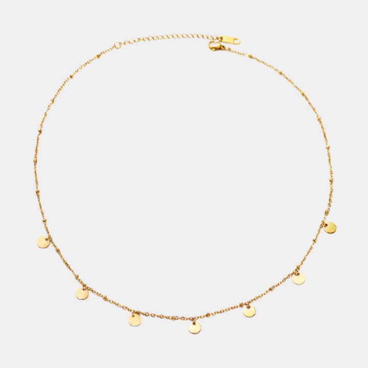 Boho Halsband med Runda Charms - Guld för wholesale av Omen Bazaar LLC