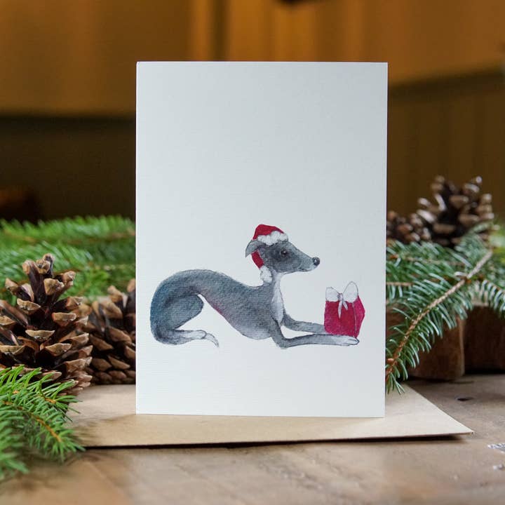 Whippet Card | Whippet & Sighthound Christmas Card for wholesale by Zoë Rose