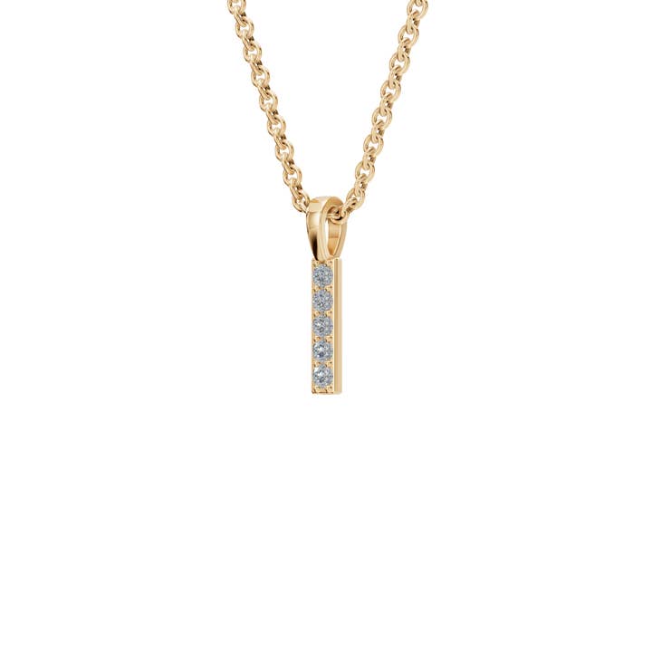 PureYou Jewelry - Wholesale Pendant/Charm Necklace - 14k Gold Diamond Bar Necklace, Dainty Diamond Pendant