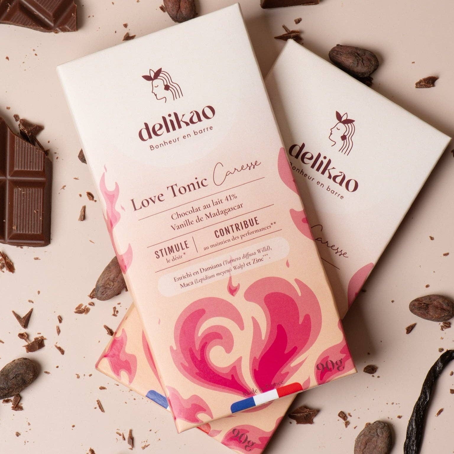 Delikao - Wholesale Chocolate Bar - Love Tonic™️Caress-Chocolate aphrodisiac libido 40% vanilla0