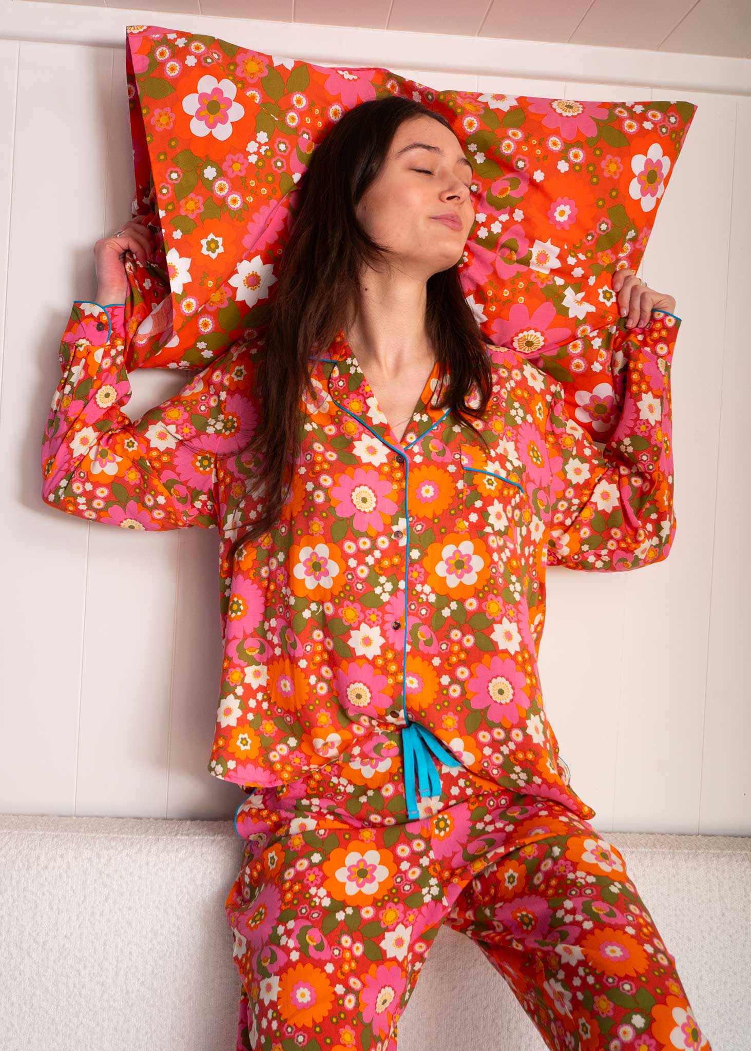 Anorak – wholesale Sleepwear set – Women's – Nostalgic Flower Ecovero™ PJ Set (Pink)2