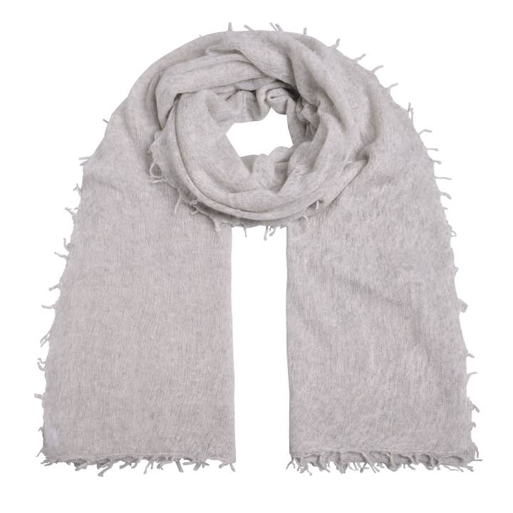 Feli-cs sjaal van gemêleerd kasjmier in steengrijs voor wholesale door cute stuff GmbH