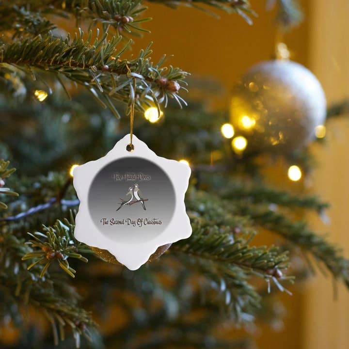 3dRose – wholesale Ornament – 3dRose, Two Turtle Doves Christmas Holiday Greeting, Ornament13