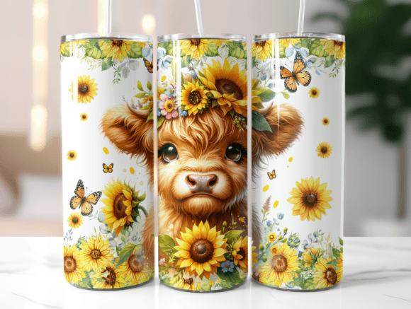 SubliMasterUK – wholesale Insulated mug/tumbler – Highland Cow / Handmade Tumbler Stainless Steel -20 OZ/ With Straw.7