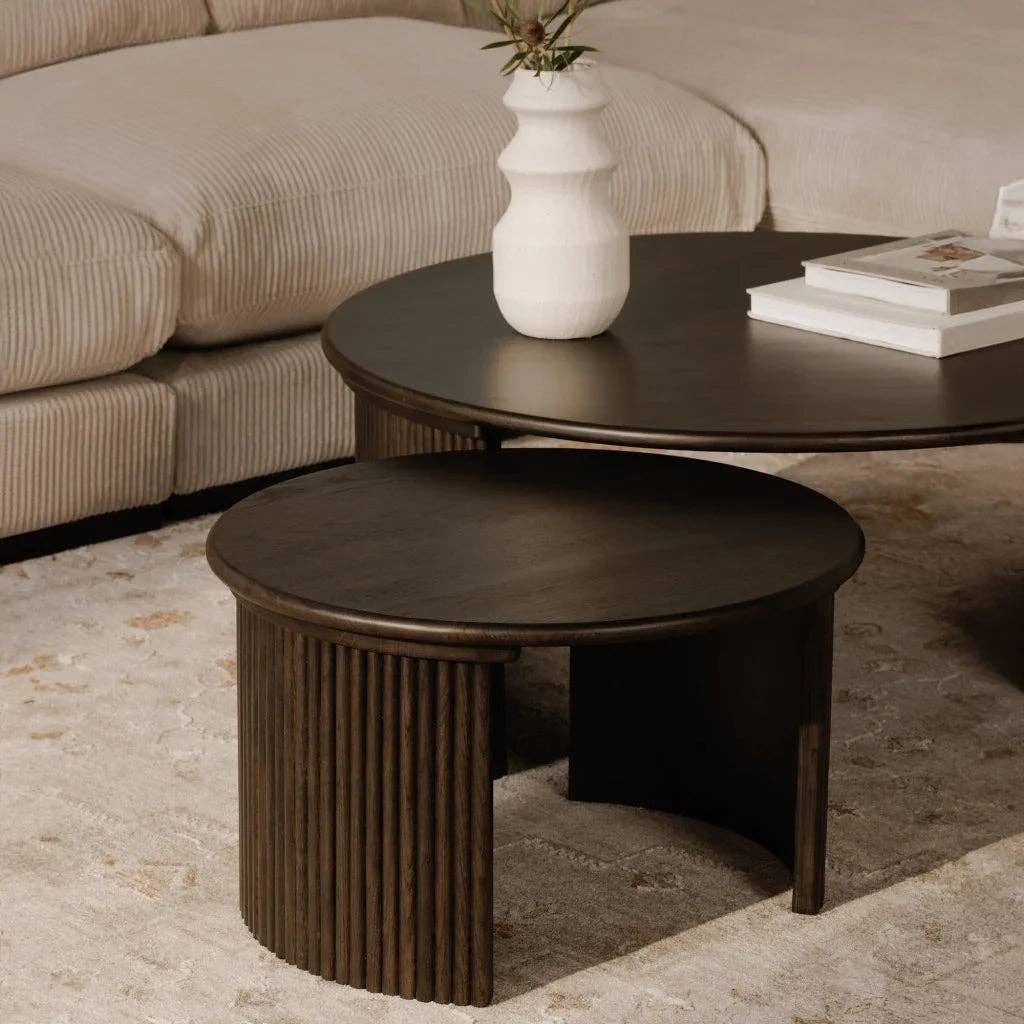 LOOMLAN - Wholesale Coffee Table - Penny Solid Oak Top Round Coffee Table3
